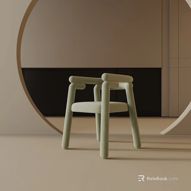 Modern Curved Table Lamp In Light Green With Beige And Black Wall Decor 3d model 