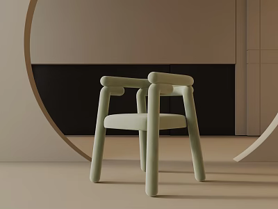 Modern Curved Table Lamp In Light Green With Beige And Black Wall Decor 3d model