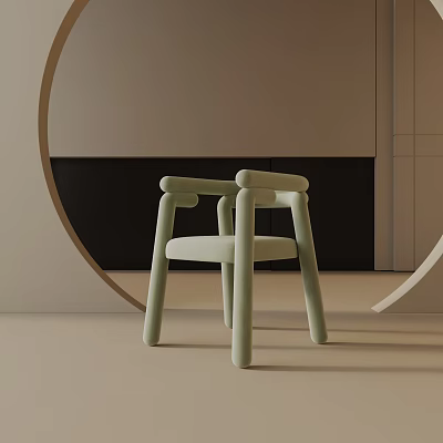 Modern Curved Table Lamp In Light Green With Beige And Black Wall Decor 3d model