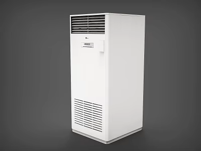 Standing White Air Conditioner Fan With Grille Design And Control Panel 3d model