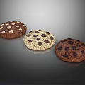 Three Assorted Chocolate Chip Cookies With Different Flavors And Textures