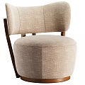 Modern Brown Leather Single Sofa With Wooden Legs And Upholstered Design