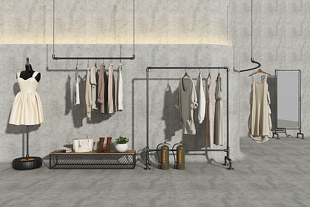 Industrial LOFT Hanger Clothing Store Props 3d model