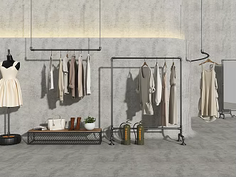 Industrial LOFT Hanger Clothing Store Props 3d model