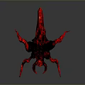 Red Black Multi Legged Fantasy Creature With Curved Tail And Unique Limb Structure 3D