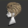 Detailed 3D Head Model With Cat Ears Blonde Fluffy Layered Hair And Facial Features