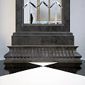 Modern Roman Columns With Mirror Panels And Carved Bases On Checkerboard Floor