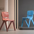 Pink And Blue Plastic Children's Chairs With Simple Ergonomic Design For Kids