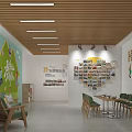 Agricultural Products Display Area with Shelves Fresh Fruits Vegetables and Green Plants