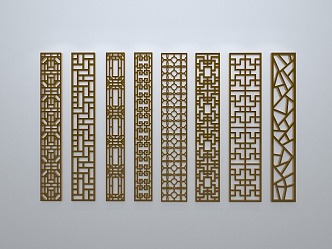 Chinese-style window grilles silhouette pane window sill border openwork window 3d model