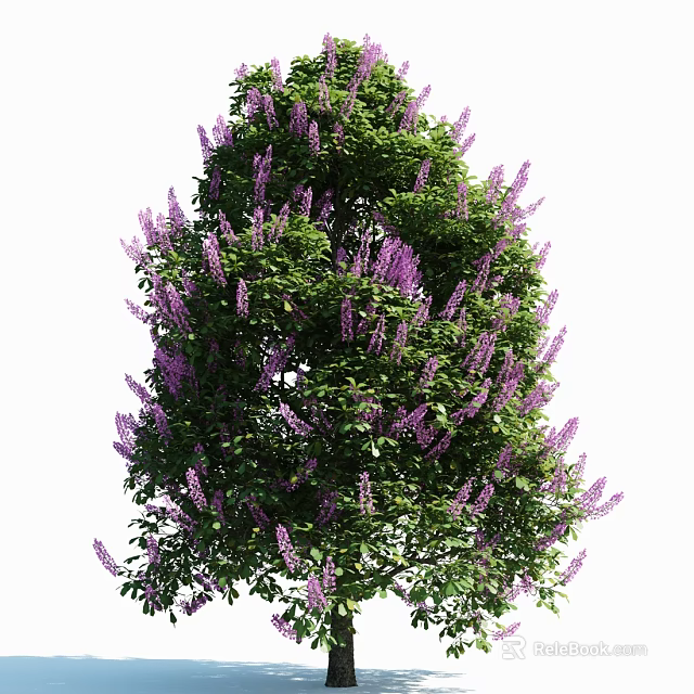 Lush Flowering Arbor With Vibrant Purple Blooms And Green Foliage 3d model 