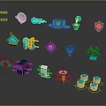 Various Network Technology Icons Including Satellite Server Shield Router And Signal Tower