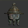 Decorative Ornament Set With Intricate Patterns Vibrant Colors And Domed Lid Pedestal Base