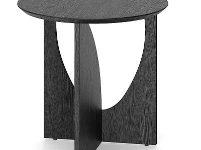 Modern Black Wooden Dresser Interior With Round Top Wood Grain And Unique Leg Design 3d model