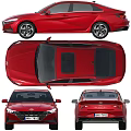 Red Hyundai Elantra Car Exterior Design With Front Fascia And Rear End View