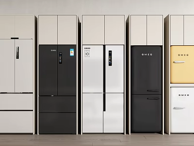 Modern Refrigerators and Freezers Showcase Various Styles and Color Designs 3d model