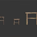 Rustic Wooden Table And Benches Set With Natural Wood Texture And Simple Design