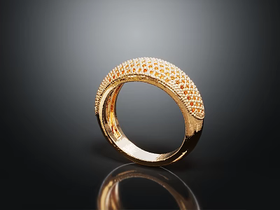 Modern Ring Gold Ring Diamond Ring 3d model