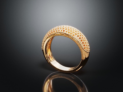 Modern Ring Gold Ring Diamond Ring 3d model