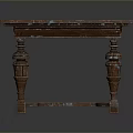 Vintage Wooden Dining Table With Intricate Carved Legs And Rectangular Top