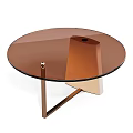 Modern Round Glass Top Coffee Table With Copper Metal Layered Base 3d model