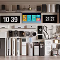 Collection of Smart Home Machines Featuring Refrigerator Washing Machine Air Conditioner and