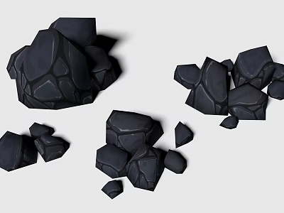 Decorative Black Stone Ornament Set With Various Sizes And Shapes 3d model