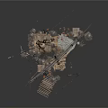 Rustic Scenic Construction With Skull Wooden Planks Ropes Metal Parts And Debris