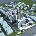 Modern Office Building Complex With Contemporary Architecture Surrounded By Urban Structures And Roadways 3d model
