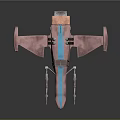 Futuristic Aerial Spacecraft Design With Pink Body Blue Stripe Cockpit Wings And Propellers