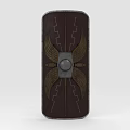 Dark Brown Shield With Wing Decorations Central Circular Emblem And Lightning Patterns 3d model
