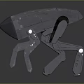 Shiny Black Futuristic Mechanical Robot With Geometric Shell And Legged Structure 3d model