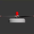 Aircraft Propeller 3D Model With Gray Blades Red White Stripes And Central Hub