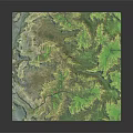 Detailed 3D Terrain Model With Green Vegetation Mountains Valleys And Rivers