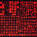 Red And Black Abstract Art Background With Various Squares And Circles Patterns 3d model