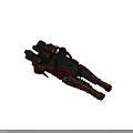 Red Cosmic Spaceship With Complex Structure Multiple Engines And Weapon Systems