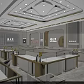 Modern Luxury Jewelry Store Interior With Elegant Display Counters Yellow Flower Vases And Bright Lighting