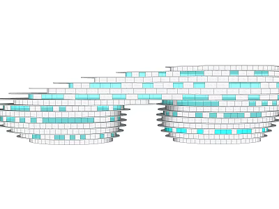 Modern Museum Building With Circular Layered Design And Blue Glass Facades 3d model