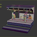 Modern Stylish Pixel Scene Featuring Purple Platform And Two Standing Characters 3d model