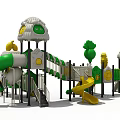 Kindergarten Outdoor Playground With Colorful Slides Climbing Frames Child Friendly Structures And Fun Elements 3d model