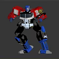Red And Blue Train Robot With White Black Accents In Dynamic Stance