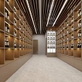 Interior Of Tobacco And Liquor Store With Liquor Shelves Tea Table And Display Cabinet