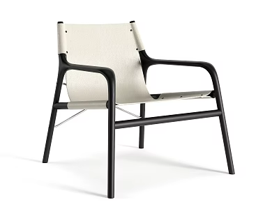 Modern Dining Chair With Black Frame Beige Fabric Armrests And Sleek Lines 3d model