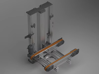 Precision Engineered Industrial Equipment With Metal Frame Sliding Rail And Orange Conveyor Track 3d model