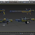 Science Fiction Gun A Group of Pistols Cyberpunk Guns Game Gun Low Face Number Low Model Simple Model Game Sub-era Movie and TV Level Super Realism 3d model