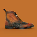 Lace up Leather Boots with Red and Black Gradient Design on Orange Background