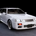 Silver Station Wagon Car With Roof Rack And Sporty Wheels