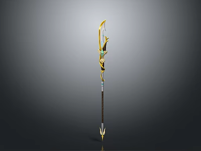 Fantasy Warrior Character With Phoenix Themed Golden Spear Weapon Design 3d model