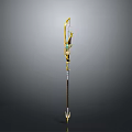 Fantasy Warrior Character With Phoenix Themed Golden Spear Weapon Design