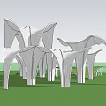 Modern Artistic Pergola Structures Featuring Green Canopies And Blue Skylights